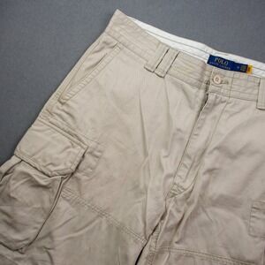 Polo Ralph Lauren Mens Cargo Shorts Tan 36 Classic Fit 10" Flat Front Utility